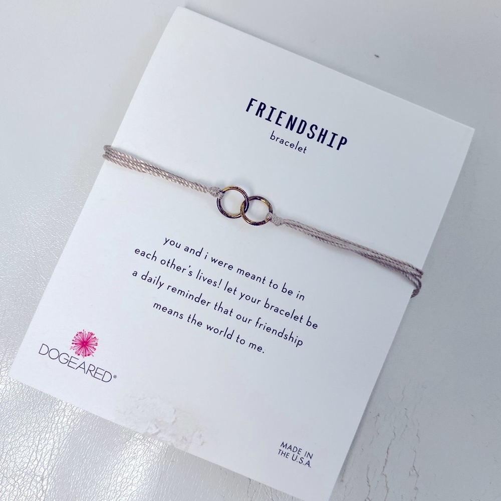 DOGEARED Women's Friendship Double Linked Rings Silk Bracelet